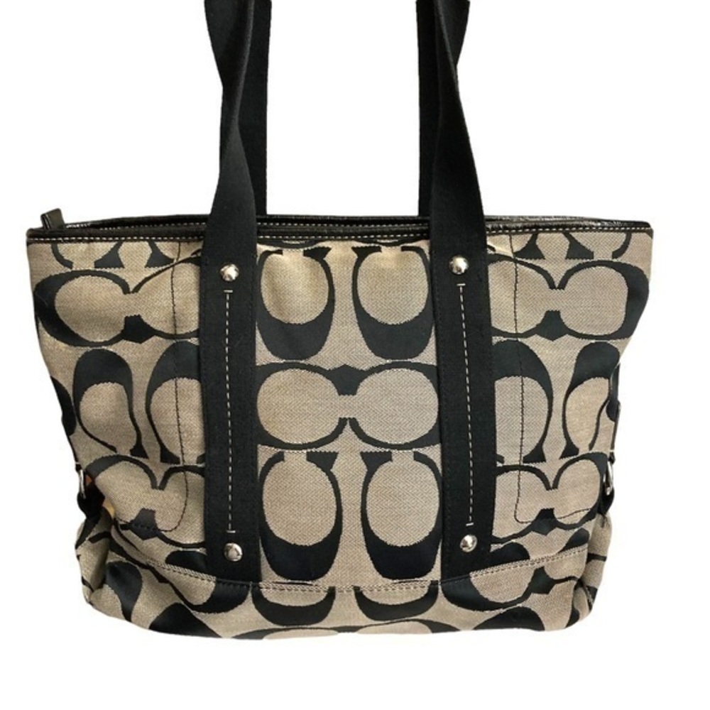 Coach black gray signature c tote bag